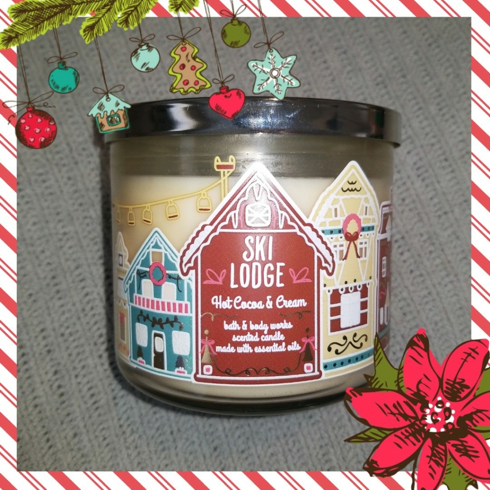 NEW Ski Lodge☕🍫Hot Cocoa & Cream 3 Wick Candle❄⛄Bath & Body Works